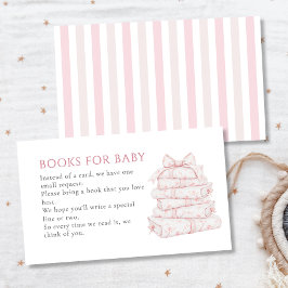  Roze Toile Meisje Baby shower Boeken voor Baby Informatiekaartje