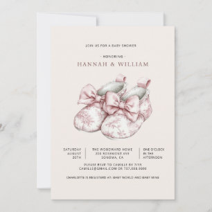 Roze Toile Meisje Baby Shower Uitnodiging