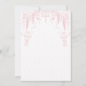 Roze Toile Meisje Doop Elegant Digitaal Kaart (Achterkant)