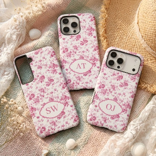 Roze toile monogram telefoonhoesje cadeau voor haa samsung galaxy hoesje