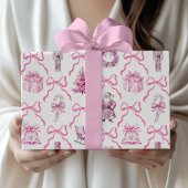 Roze Toile Notenkraker Inpakpapier Kerstmis