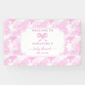 Roze Toile Oerwoud Dieren Safari Chinoiserie Baby Spandoek (Horizontaal)