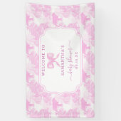 Roze Toile Oerwoud Dieren Safari Chinoiserie Baby Spandoek (Verticaal)