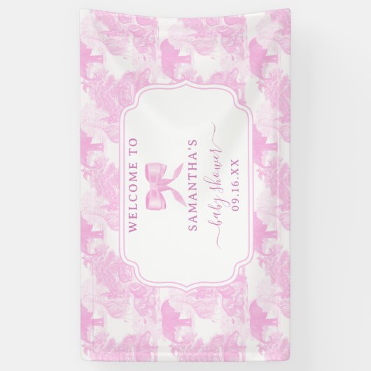 Roze Toile Oerwoud Dieren Safari Chinoiserie Baby Spandoek (Verticaal)