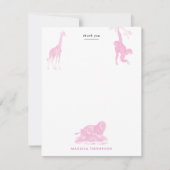 Roze Toile Oerwoud Dieren Safari Chinoiserie Bedankkaart (Voorkant)
