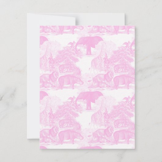 Roze Toile Oerwoud Dieren Safari Chinoiserie Bedankkaart (Achterkant)