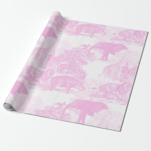 Roze Toile Oerwoud Dieren Safari Chinoiserie Cadeaupapier