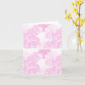 Roze Toile Oerwoud Dieren Safari Chinoiserie Kaart (Gele Bloem)