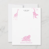 Roze Toile Oerwoud Dieren Safari Chinoiserie Notitiekaartje (Voorkant)