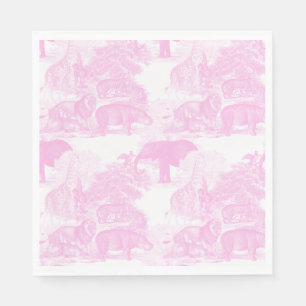 Roze Toile Oerwoud Dieren Safari Chinoiserie Servet