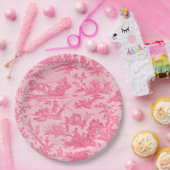 Roze toile papieren bordje (Feest)