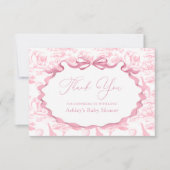 Roze Toile Safari Animals Baby shower Dank u Bedankkaart (Voorkant)