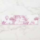 Roze Toile Safari Baby shower Waterfles Etiket (Enkel label)