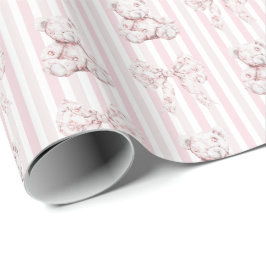 Roze Toile & Stripes Meisje Baby shower Cadeaupapier