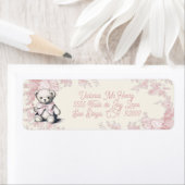 Roze Toile Teddy Bear Baby shower Etiket (Insitu)
