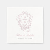 Roze Toile Trouwpapier Napkins Chinoiserie Servet (Voorkant)