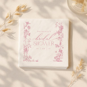 Roze Toile Vrijgezellenfeest servetten bloem