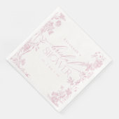 Roze Toile Vrijgezellenfeest servetten |  bloem (Hoek)