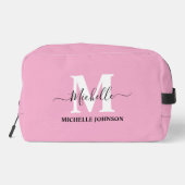 Roze toilettas met monogram toilettasje (Achterkant)