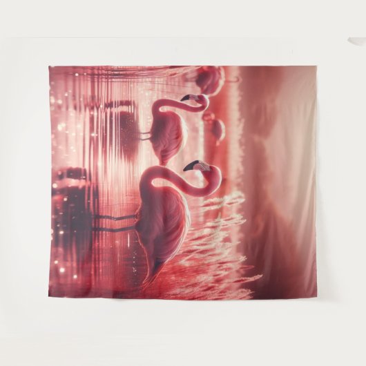 Roze Tone Flamingo's Wandkleed (Voorkant (horizontaal))