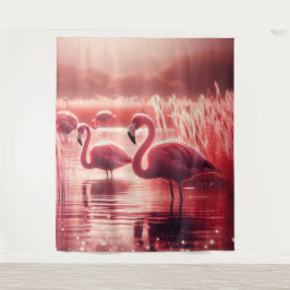 Roze Tone Flamingo's Wandkleed
