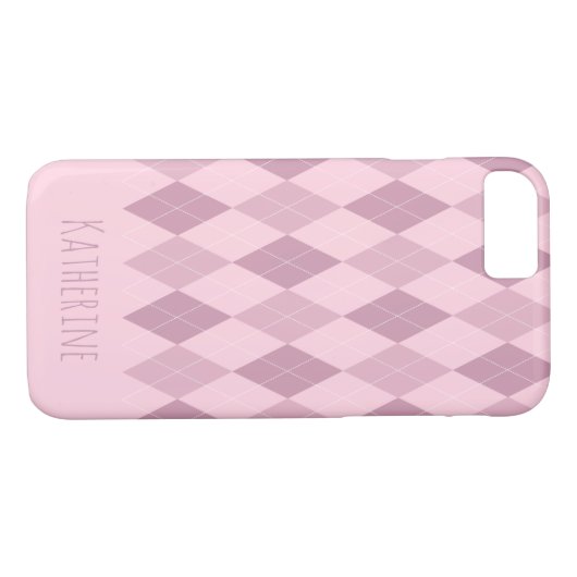 Roze tonen Argyle Pattern iPhone 7/8 Hoesje (Achterkant (Horizontaal))