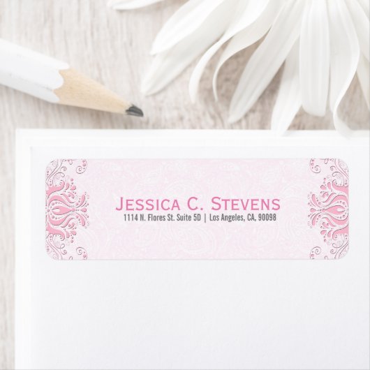 Roze Tonen  Bloemen Kant & Damasks Etiket (Insitu)