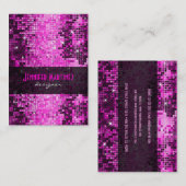 Roze Tonen Retro Disco Faux Glitter Visitekaartje (Voorkant / Achterkant)