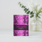 Roze Tonen Retro Disco Faux Glitter Visitekaartje (Staand voorkant)