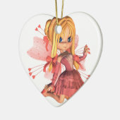 Roze Toon Valentijn Fairy - 2 Keramisch Ornament (Links)