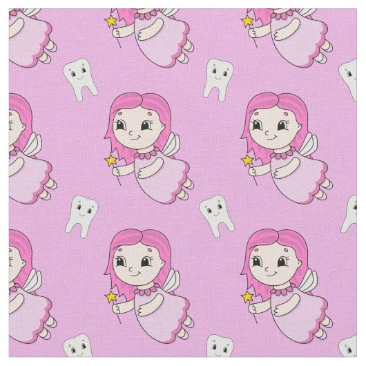 Roze tooth Fairy Pattern Stof (Close Up)