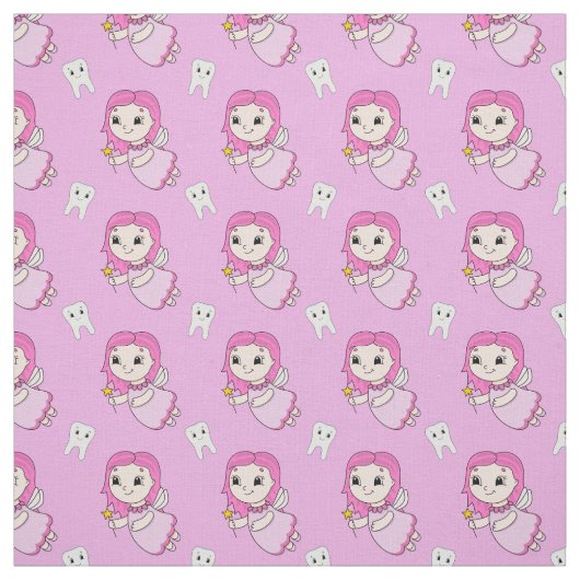 Roze tooth Fairy Pattern Stof (Swatch)