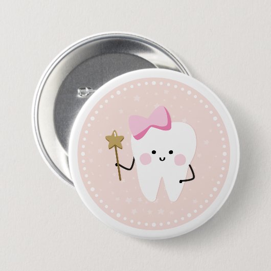 Roze Tooth Fairy Pin Button (Voorkant /achterkant)