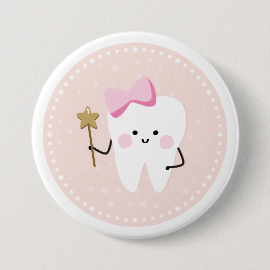 Roze Tooth Fairy Pin Button (Voorkant)