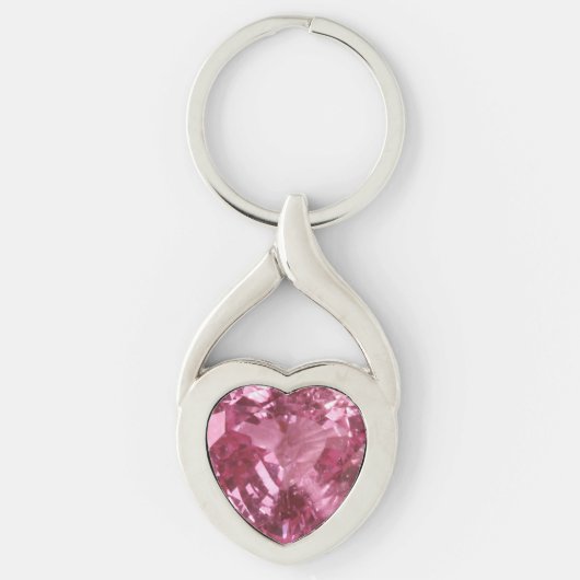 Roze Topaz Heart Sleutelhanger (Voorkant)