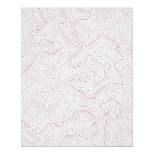 Roze Topografische Kaart Wand Poster (Voorkant)
