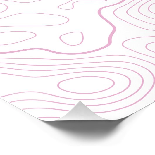 Roze Topografische Kaart Wand Poster (Hoek)