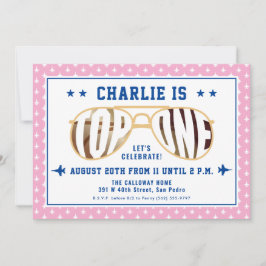 Roze TopOne gevechtspiloot met thema eerste verjaa Kaart