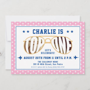 Roze TopOne gevechtspiloot met thema eerste verjaa Kaart