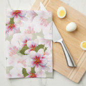 roze torenbloesems Waterverf Theedoek (Quarter Fold)