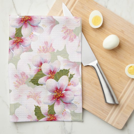  roze torenbloesems Waterverf Theedoek (Quarter Fold)