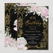 roze torenhoge thee iedere dag kaart (Voorkant / Achterkant)