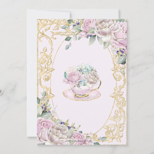  roze torenhoge thee iedere dag kaart (Achterkant)