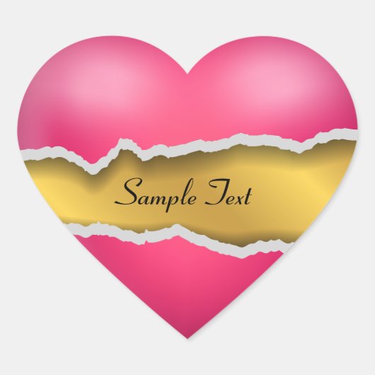 Roze torn hart sticker (Voorkant)