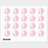 Roze Tortelduifjes Lente Bloemen Baby Aankondiging Ronde Sticker (Vel)