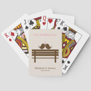 Roze Tortelduifjes op Park Bench Speelkaarten