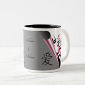 Roze Tortelduifjes op Sakura Tree Mokken (Voorkant rechts)