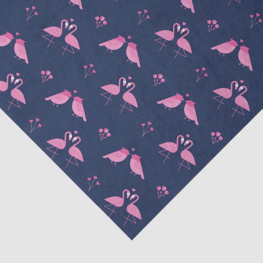 Roze Tortelduifjes Patroon Valentijnsdag Tissuepapier (Detail)