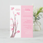 Roze Tortelduifjes Spring Flowers Baby shower Kaart (Staand voorkant)