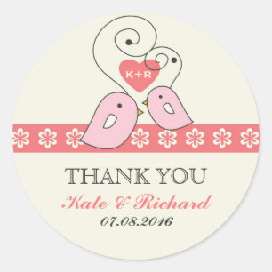 Roze  Tortelduifjes Wedding voor Sticker